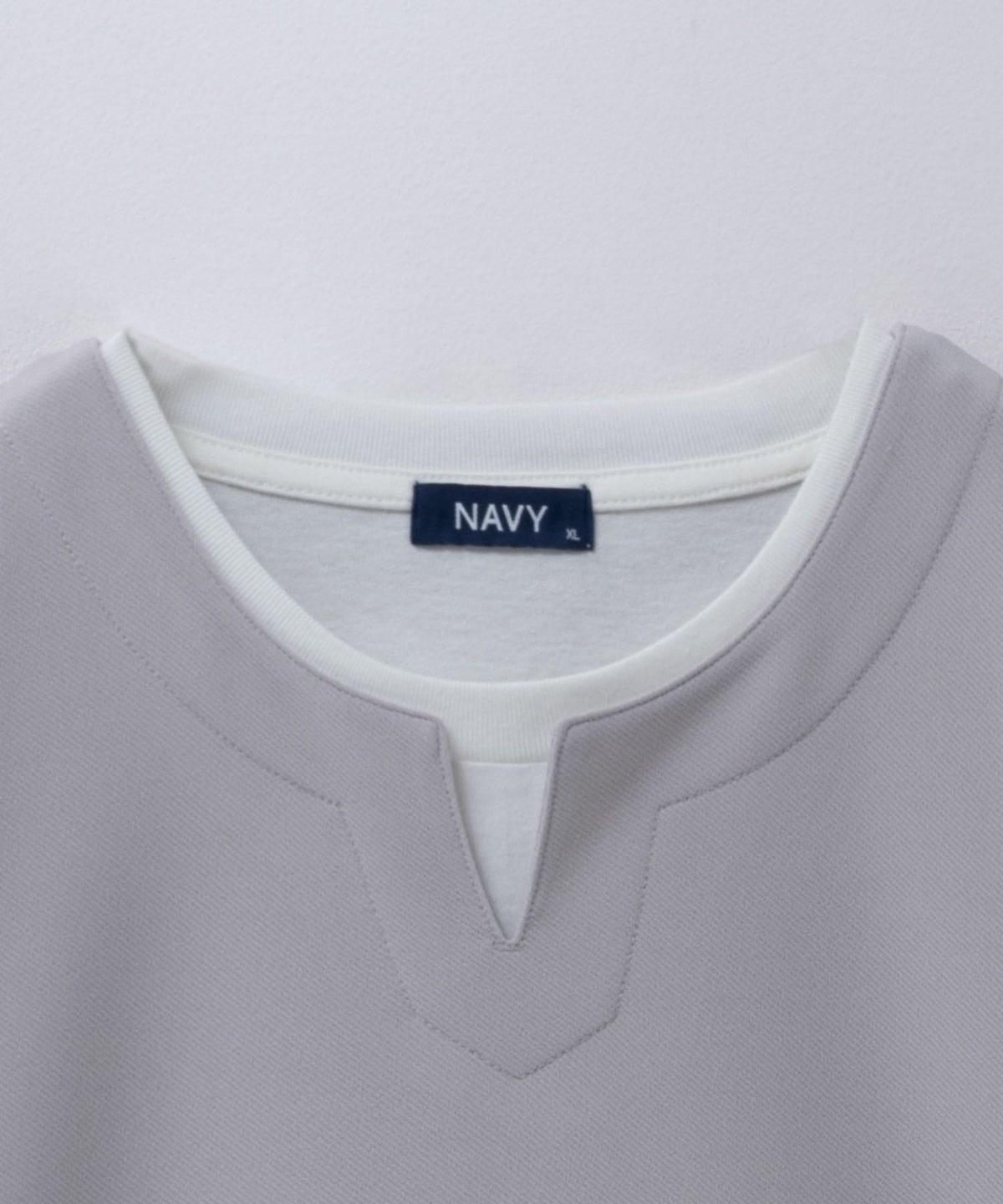 NAVY SARARI 接触冷感 キーネックフェイクレイヤードTシャツ メンズ ネコポス 対応商品