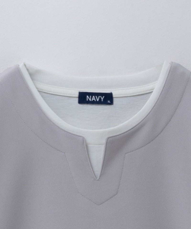 NAVY SARARI  接触冷感 キーネックフェイクレイヤードTシャツ メンズ メール便 対応商品商品画像-34
