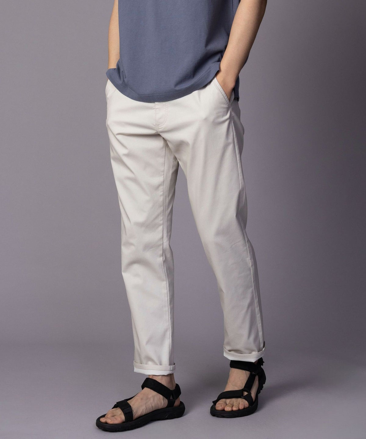 NAVY SARARI 裏メッシュドビーストレートパンツ メンズ