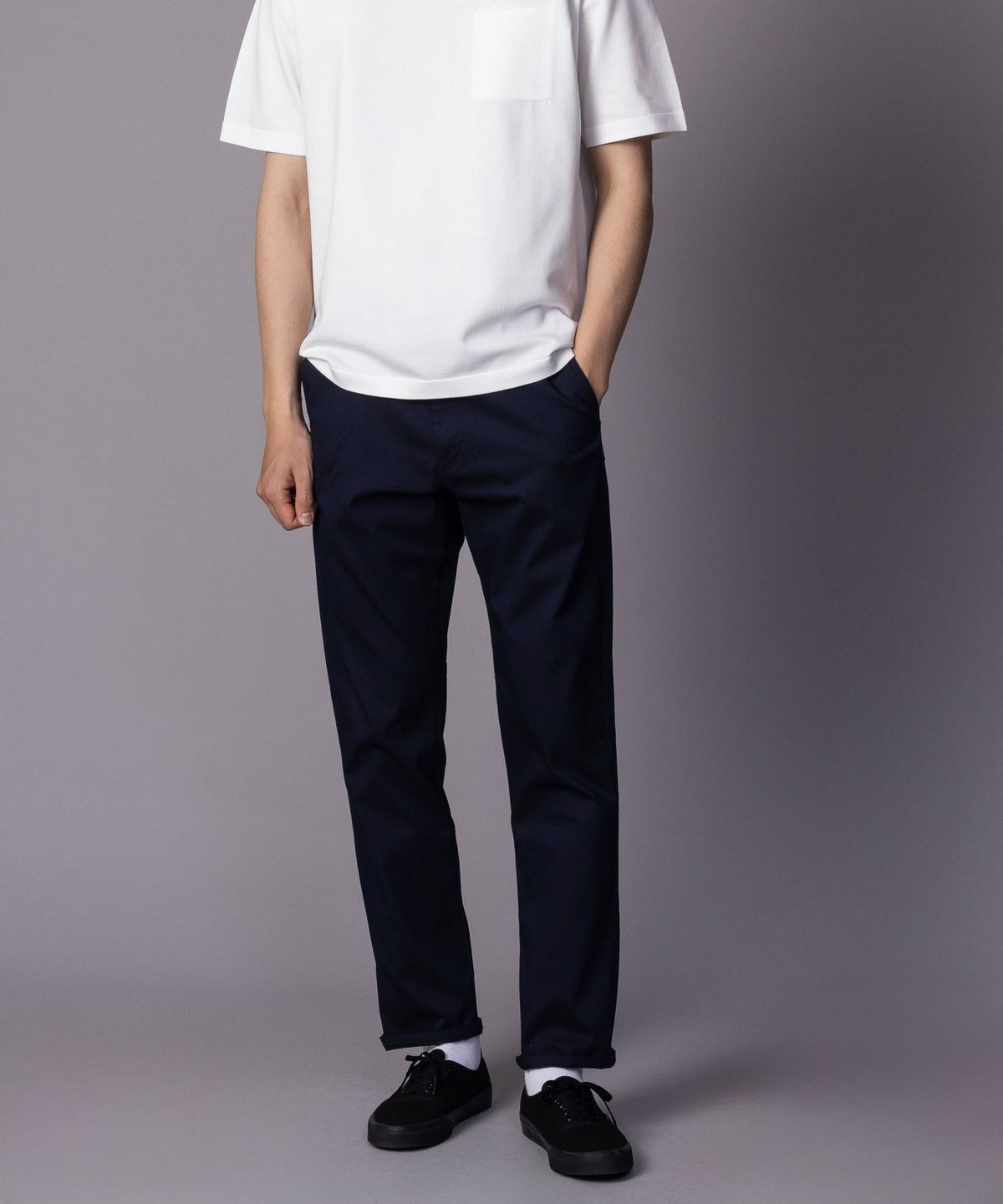 NAVY SARARI 裏メッシュドビーストレートパンツ メンズ