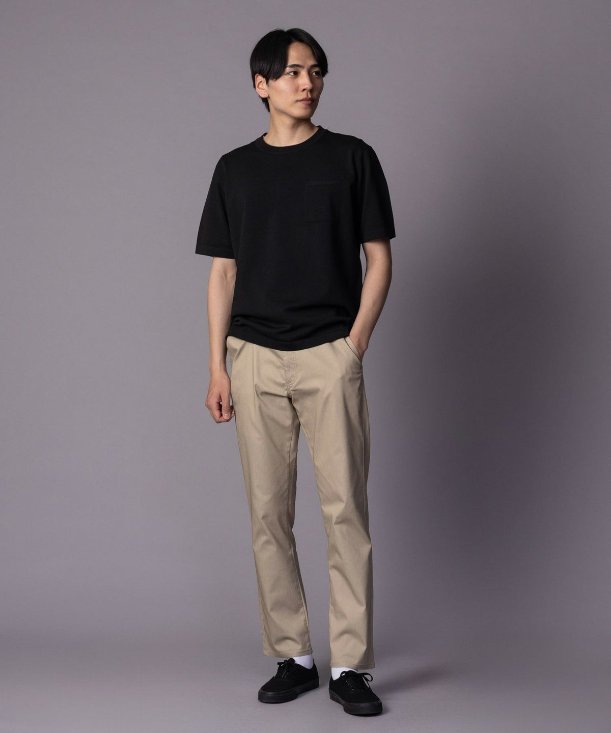 NAVY SARARI 裏メッシュドビーストレートパンツ メンズ