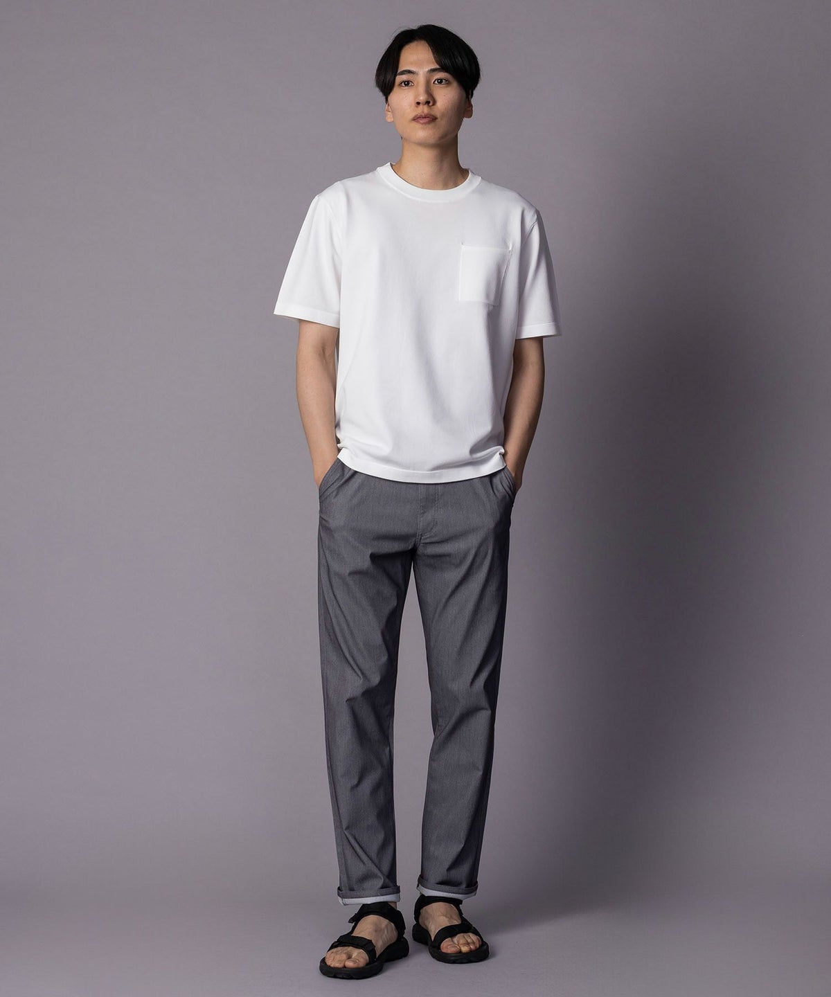 NAVY SARARI 裏メッシュドビーストレートパンツ メンズ