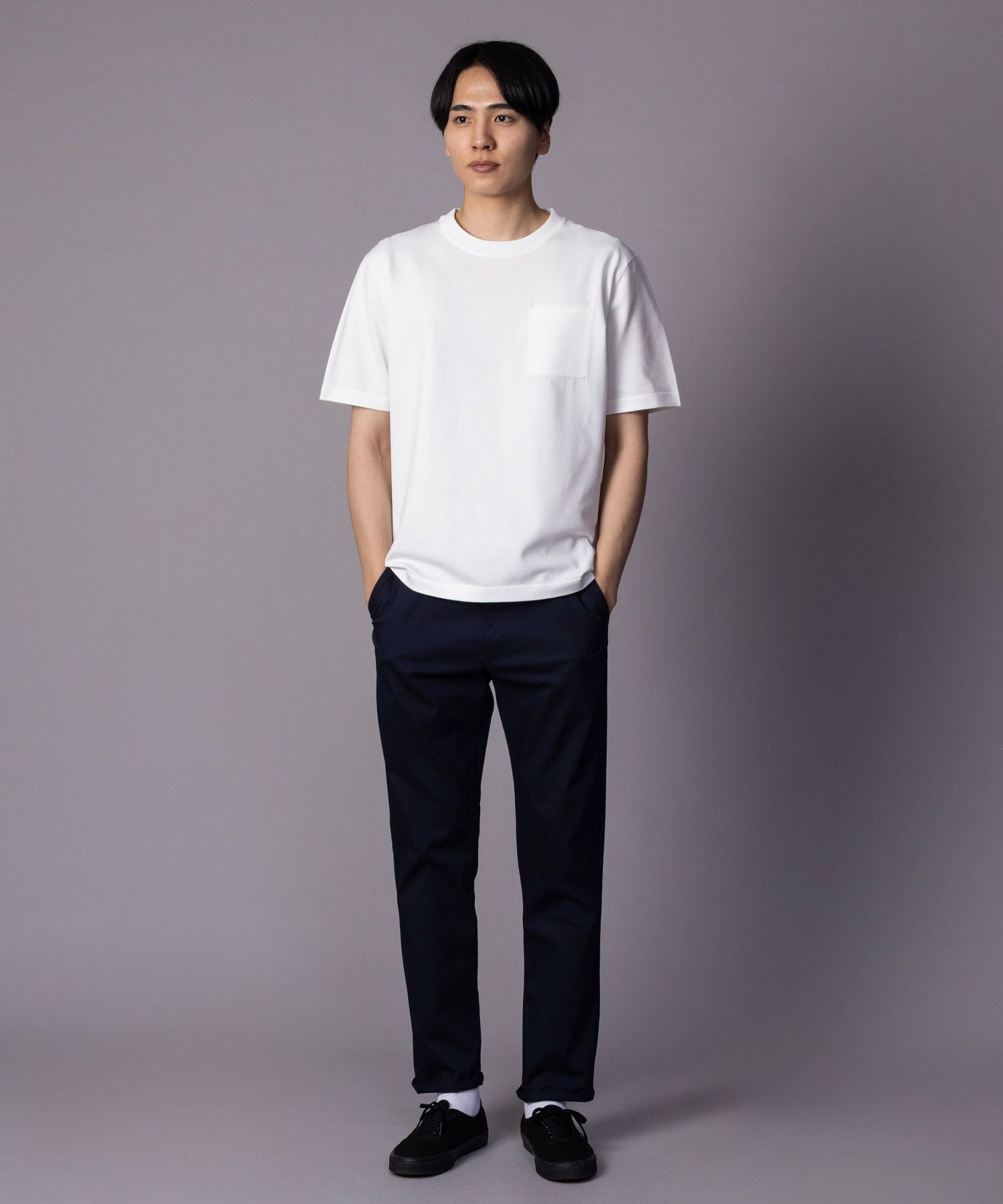 NAVY SARARI 裏メッシュドビーストレートパンツ メンズ