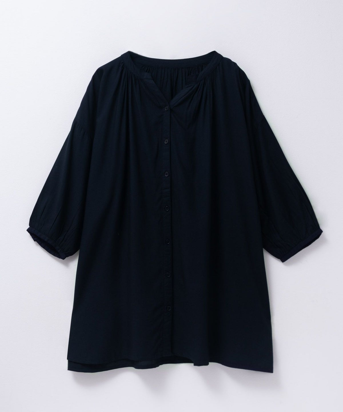 Howdy Marie インドファブリック 7分袖バンドカラーチュニック レディース