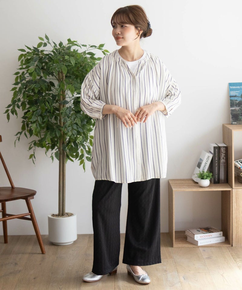 Howdy Marie インドファブリック 7分袖バンドカラーチュニック レディース商品画像-25