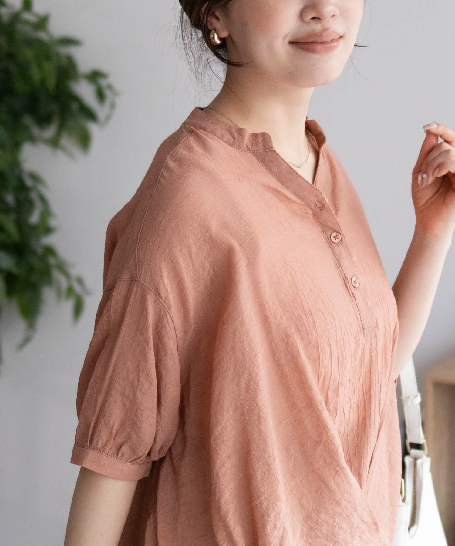 ブラウス　MAKにゃん nAvy 裾タックスキッパーブラウス レディース