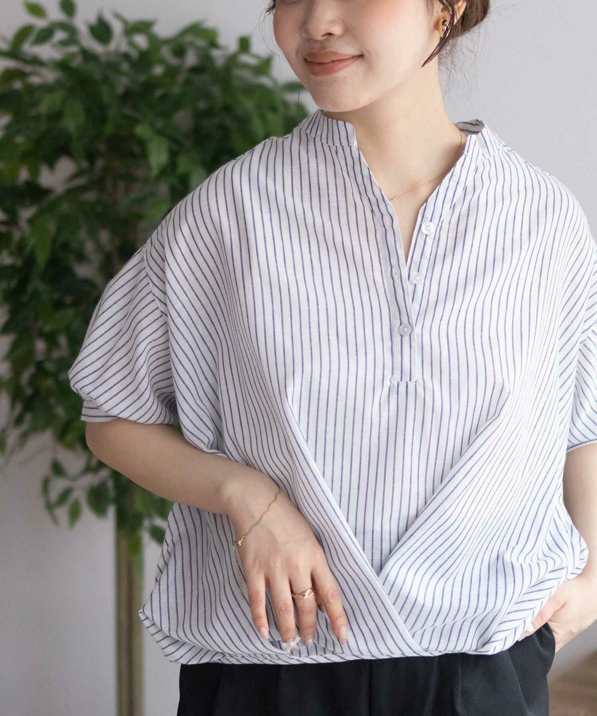 nAvy 裾タックスキッパーブラウス レディース