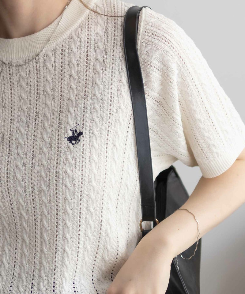 BEVERLY HILLS POLO CLUB  ケーブルクルー半袖ニット レディース商品画像-13