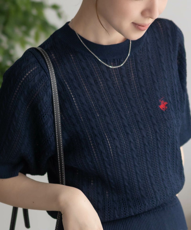 BEVERLY HILLS POLO CLUB  ケーブルクルー半袖ニット レディース商品画像-19