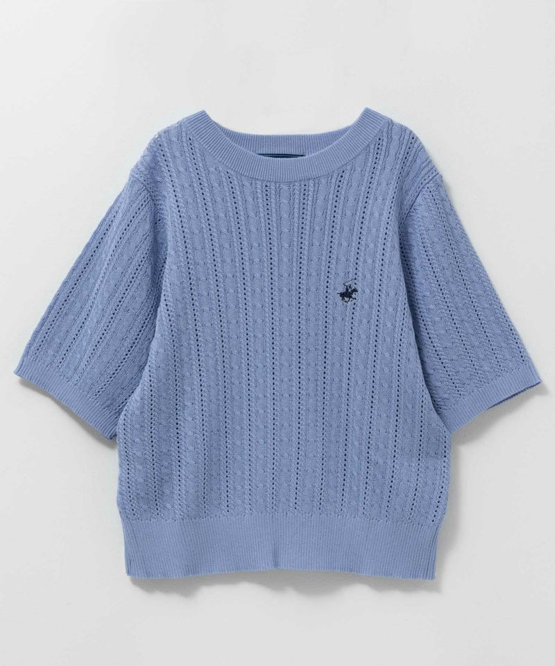 BEVERLY HILLS POLO CLUB ケーブルクルー半袖ニット レディース商品画像-21