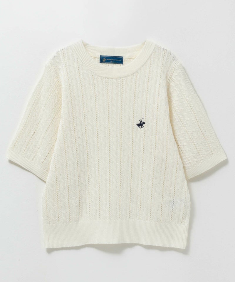 BEVERLY HILLS POLO CLUB ケーブルクルー半袖ニット レディース商品画像-23