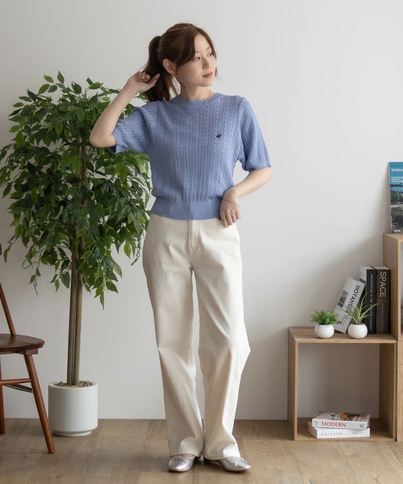 BEVERLY HILLS POLO CLUB ケーブルクルー半袖ニット レディース商品画像-30