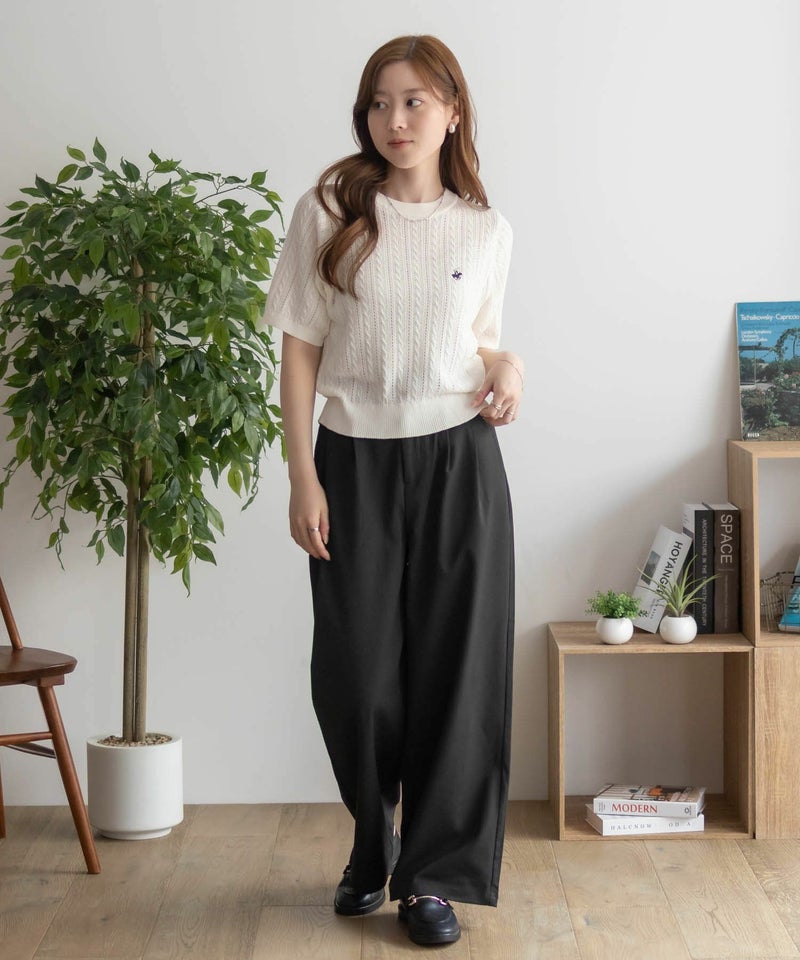 BEVERLY HILLS POLO CLUB ケーブルクルー半袖ニット レディース商品画像-31