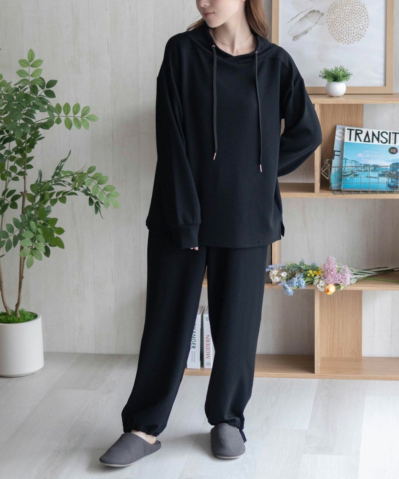 NAVY ポンチ素材 もちもちスウェット上下セット レディース商品画像-2