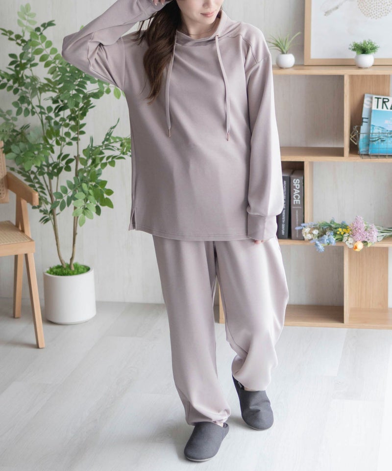 NAVY ポンチ素材 もちもちスウェット上下セット レディース商品画像-3