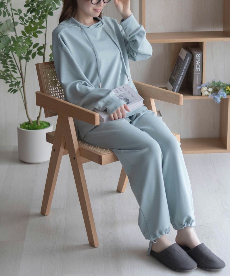 NAVY ポンチ素材 もちもちスウェット上下セット レディース商品画像-6