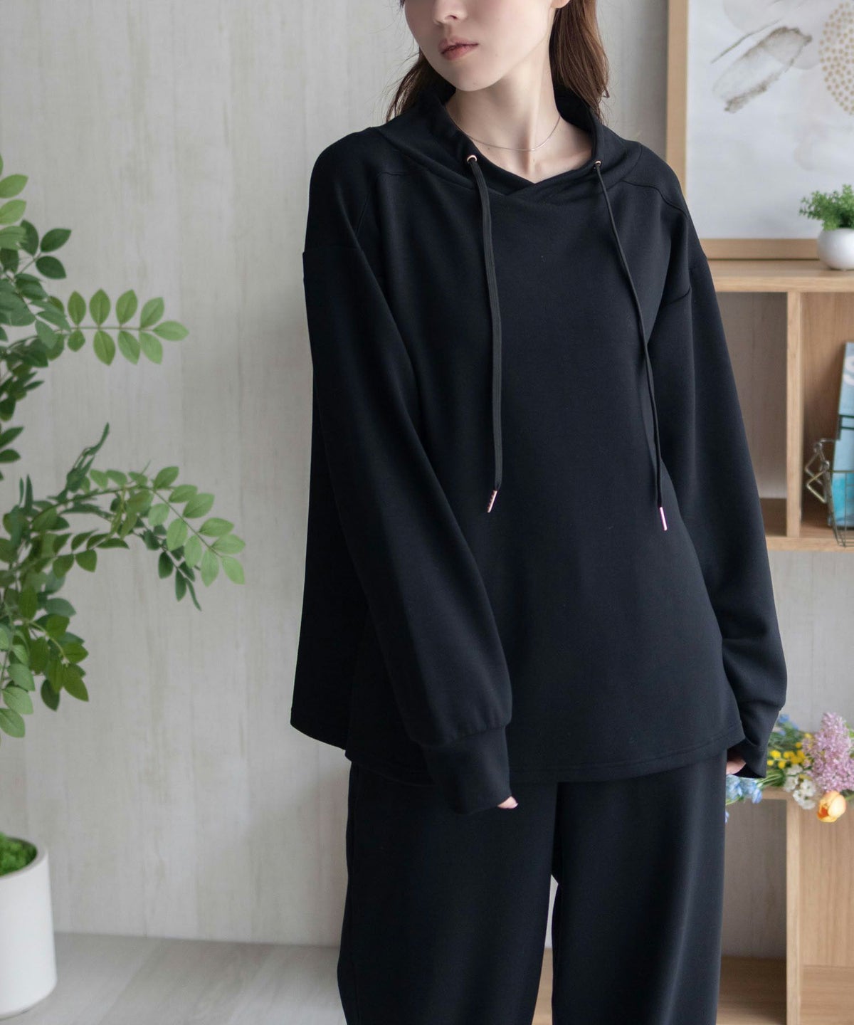 NAVY ポンチ素材 もちもちスウェット上下セット レディース