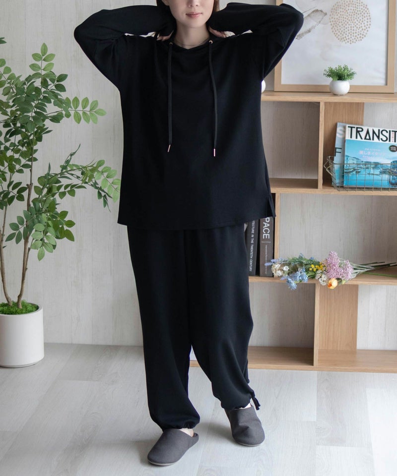 NAVY  ポンチ素材 もちもちスウェット上下セット レディース商品画像-12