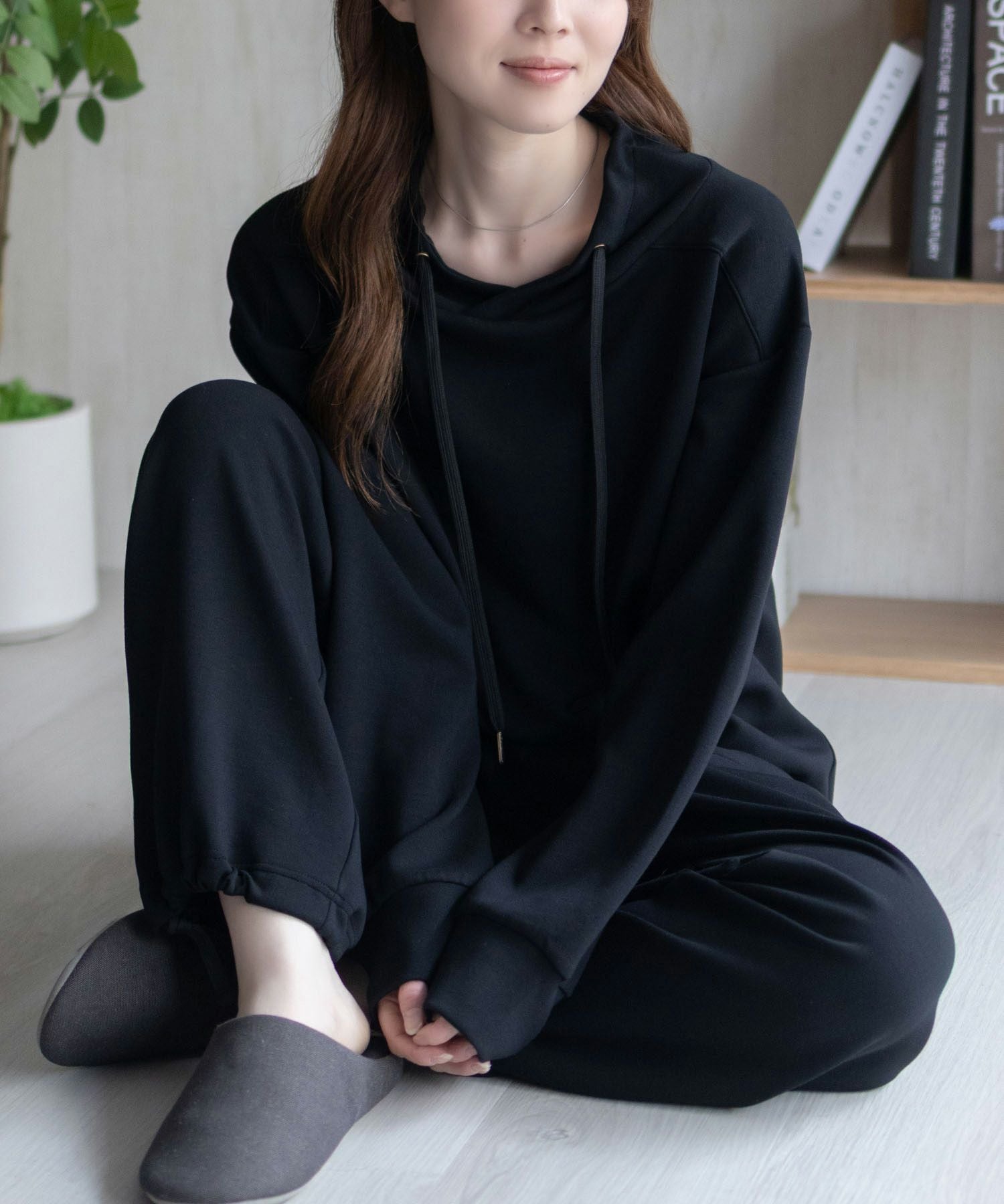 NAVY ポンチ素材 もちもちスウェット上下セット レディース