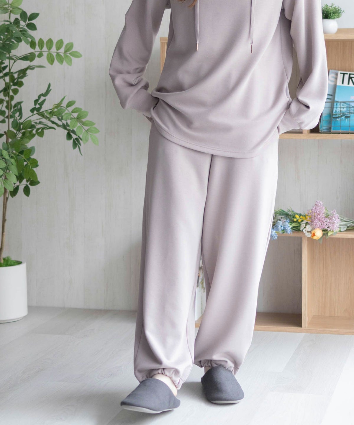 NAVY ポンチ素材 もちもちスウェット上下セット レディース