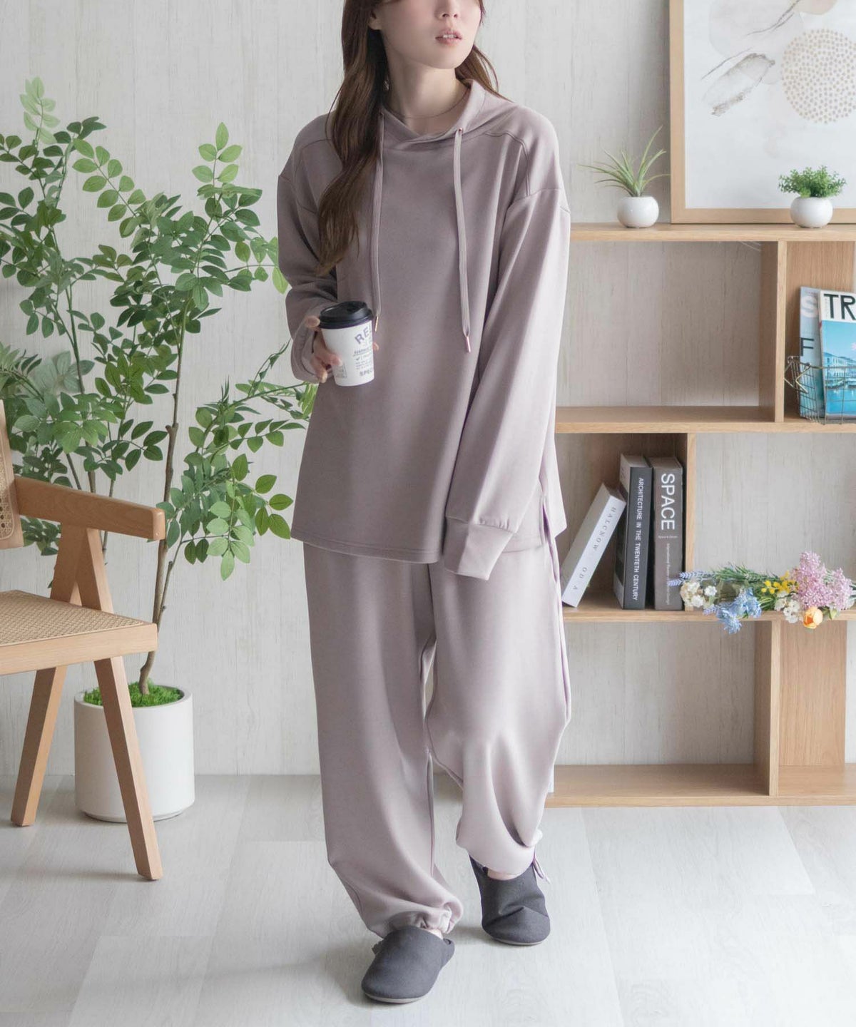 NAVY ポンチ素材 もちもちスウェット上下セット レディース