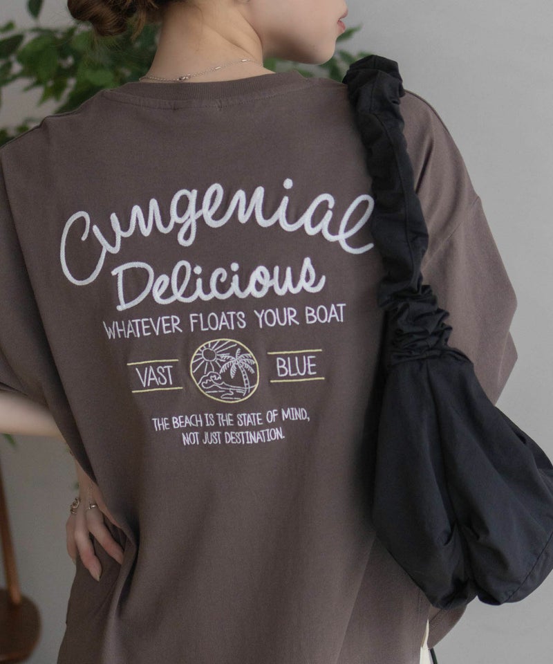 UNDERWRAPS 刺繍ラウンドビッグTシャツ レディース メール便 対応商品商品画像-3