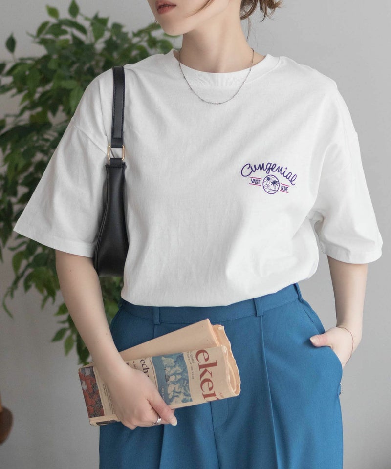 UNDERWRAPS 刺繍ラウンドビッグTシャツ レディース メール便 対応商品商品画像-7