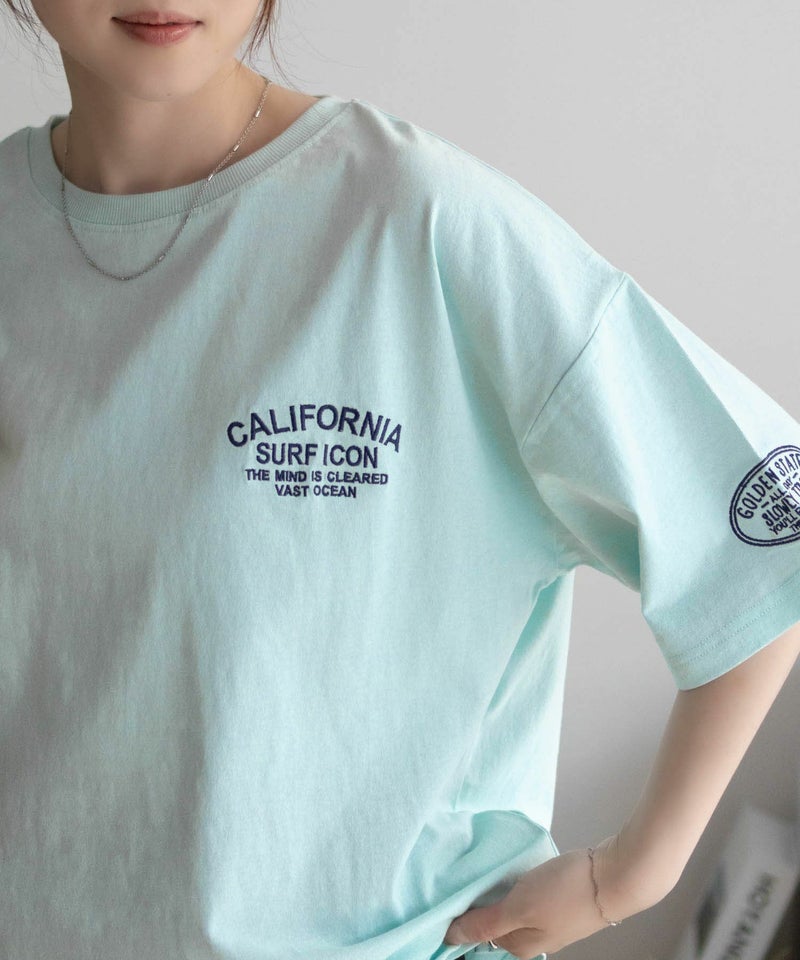 UNDERWRAPS デニム貼り付けスリットビッグTシャツ レディース メール便 対応商品商品画像-4