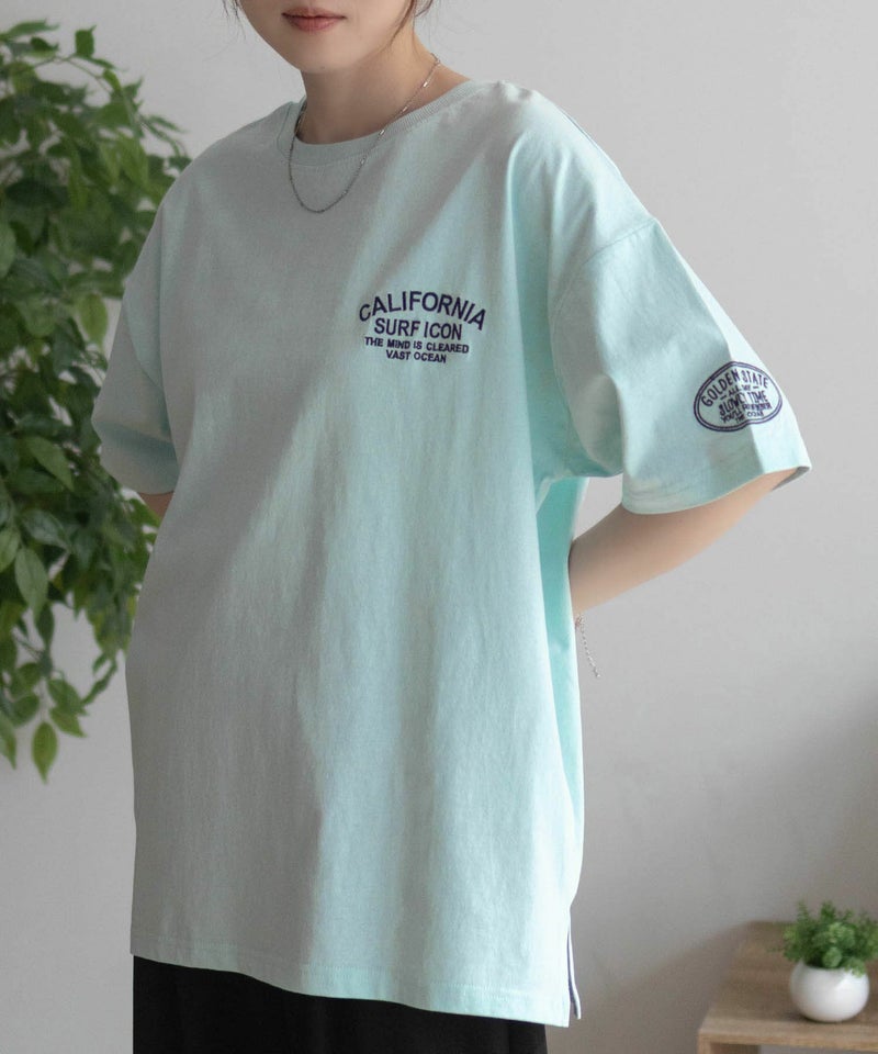 UNDERWRAPS デニム貼り付けスリットビッグTシャツ レディース メール便 対応商品商品画像-7