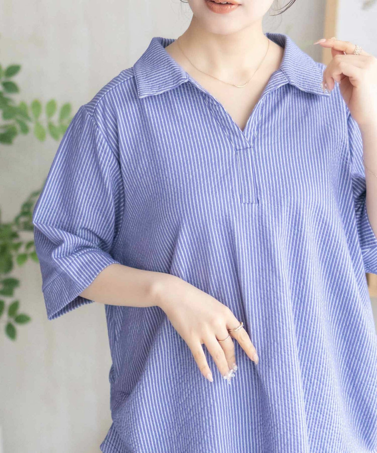 nAvy 襟付きスキッパープルオーバー レディース