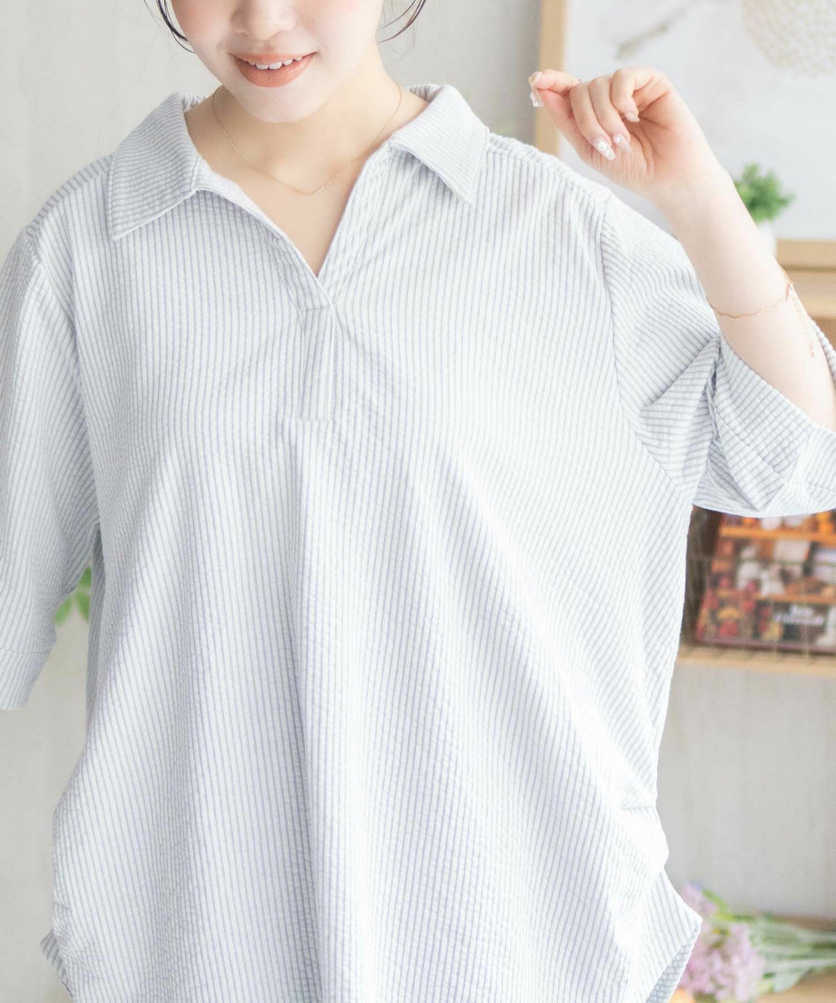 nAvy 襟付きスキッパープルオーバー レディース