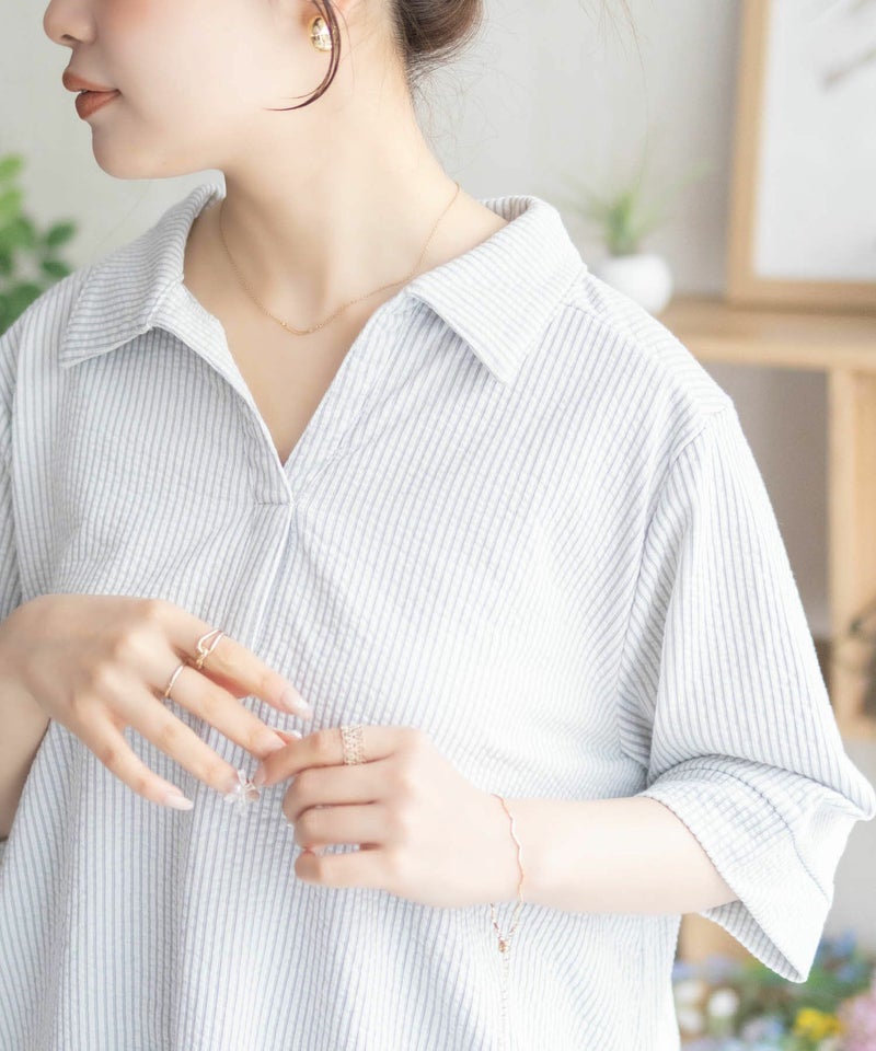 nAvy 襟付きスキッパープルオーバー レディース商品画像-12