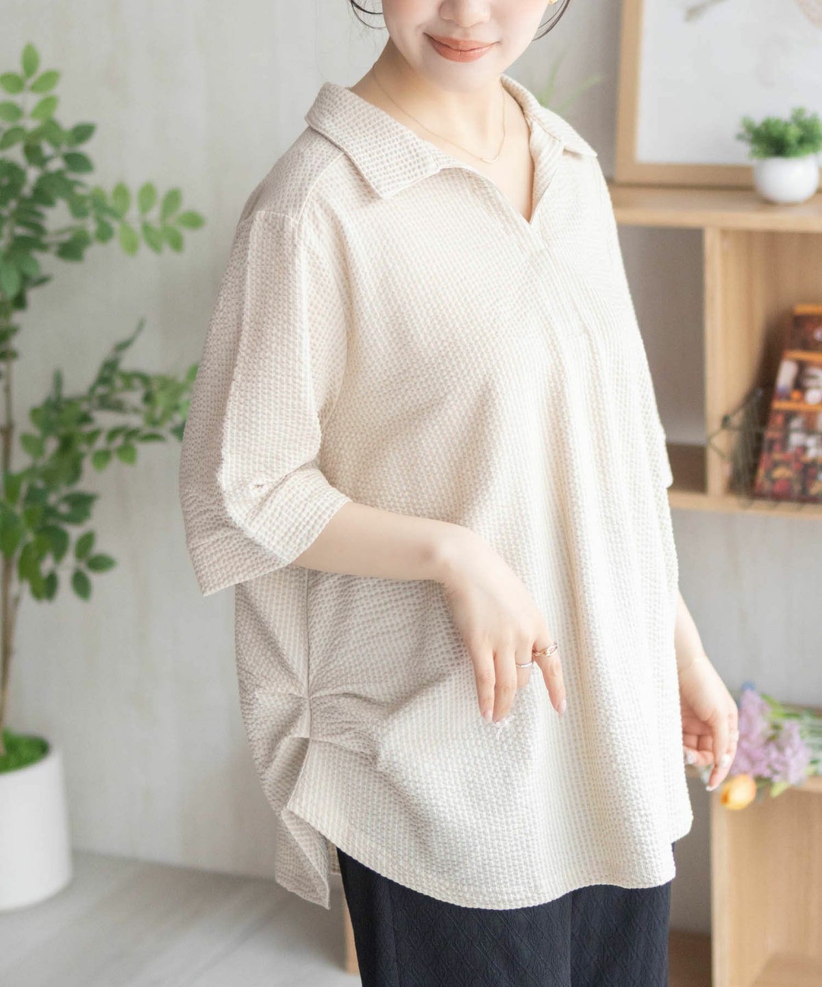 nAvy 襟付きスキッパープルオーバー レディース