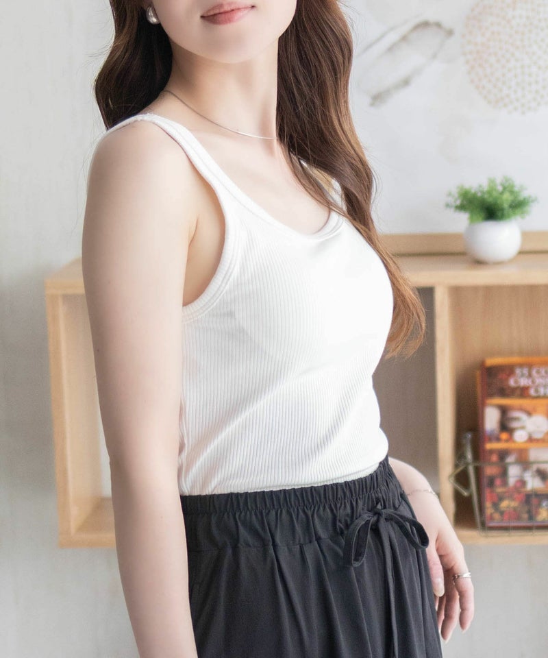nAvy ハピ楽 カップ付きリブスクエアタンクトップ レディース商品画像-5
