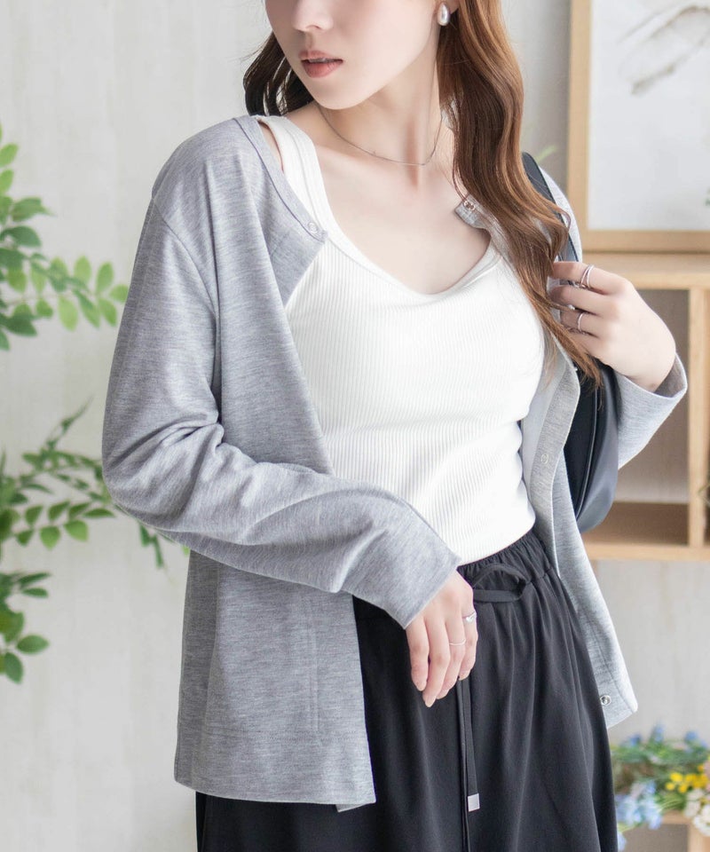 nAvy ハピ楽 カップ付きリブスクエアタンクトップ レディース商品画像-7