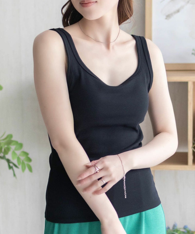 nAvy ハピ楽 カップ付きリブスクエアタンクトップ レディース商品画像-12