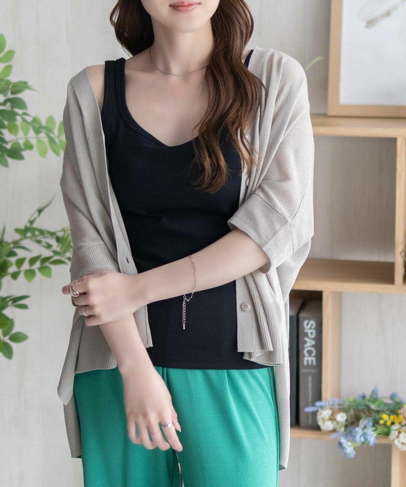 nAvy ハピ楽 カップ付きリブスクエアタンクトップ レディース商品画像-14