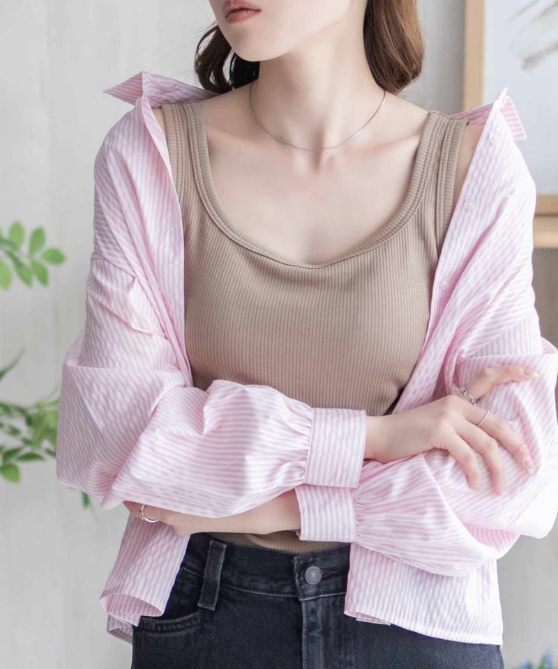 nAvy ハピ楽 カップ付きリブスクエアタンクトップ レディース商品画像-18