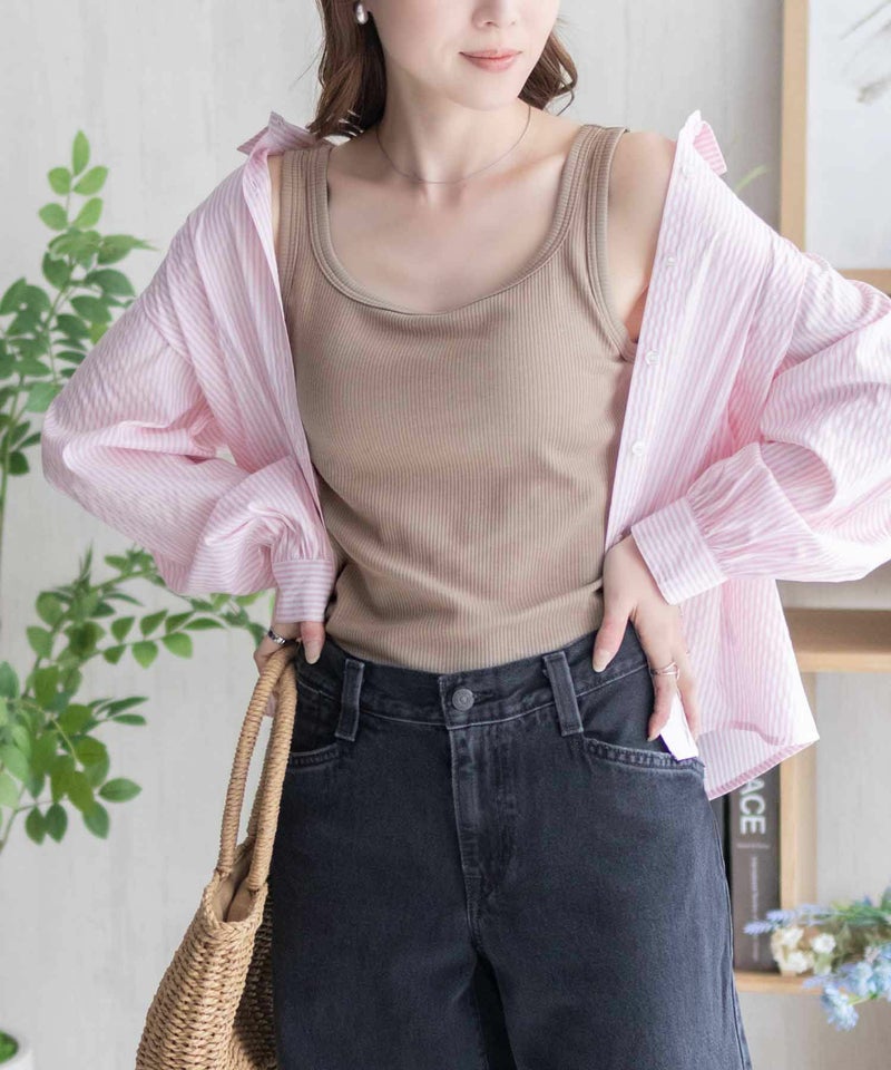 nAvy ハピ楽 カップ付きリブスクエアタンクトップ レディース商品画像-19