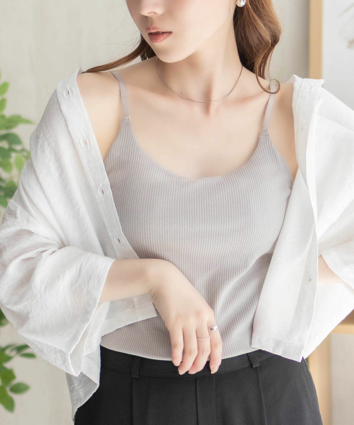 nAvy ハピ楽 カップ付きリブキャミソール レディース