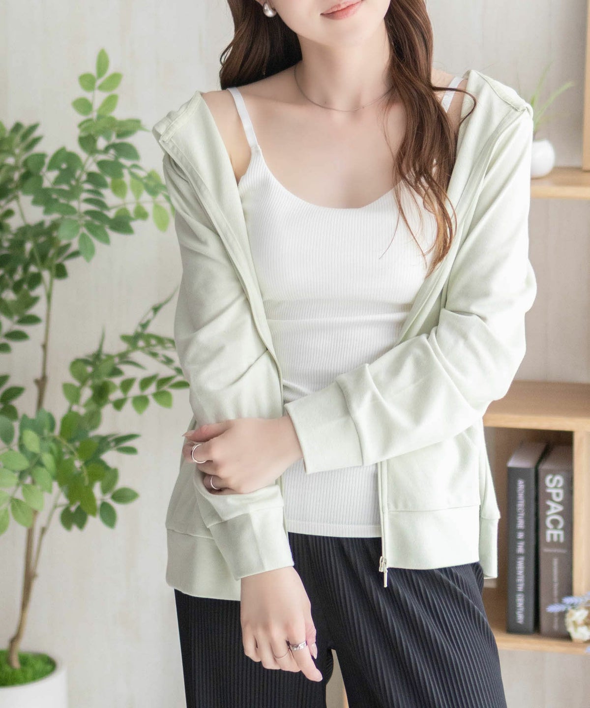 nAvy ハピ楽 カップ付きリブキャミソール レディース