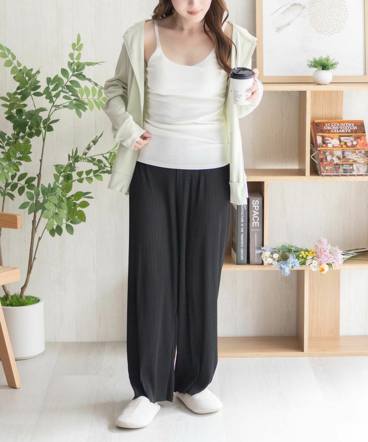 nAvy ハピ楽 カップ付きリブキャミソール レディース