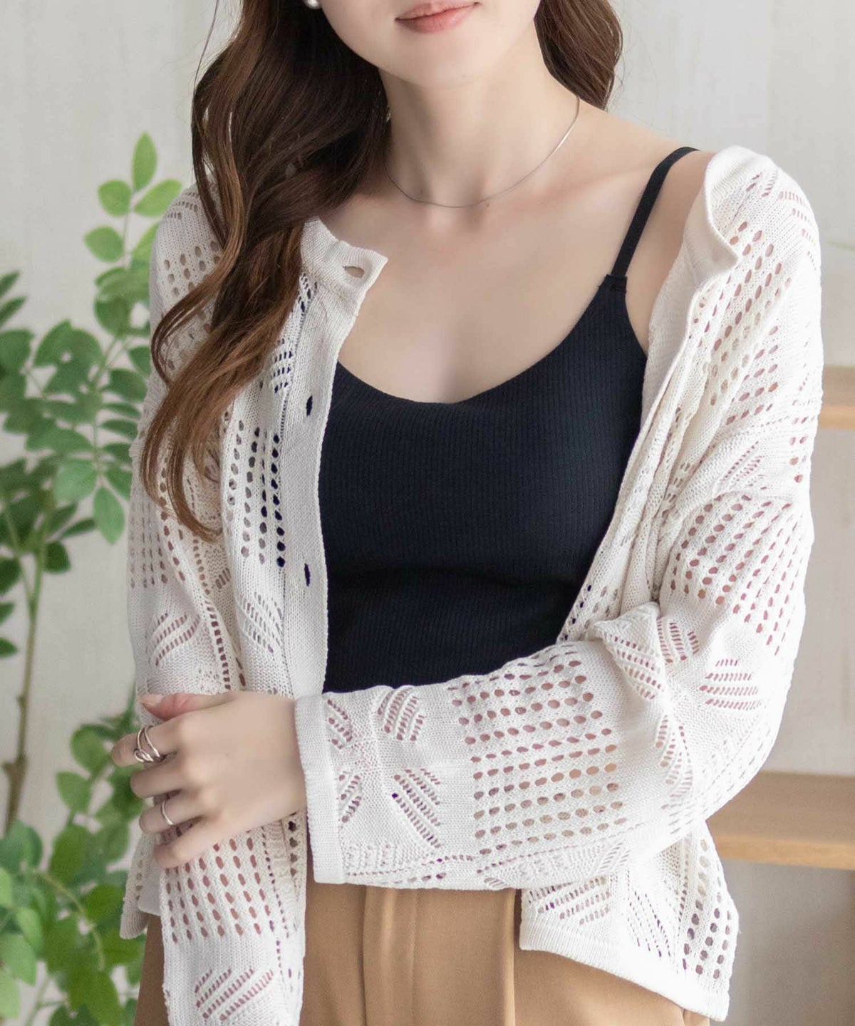 nAvy ハピ楽 カップ付きリブキャミソール レディース