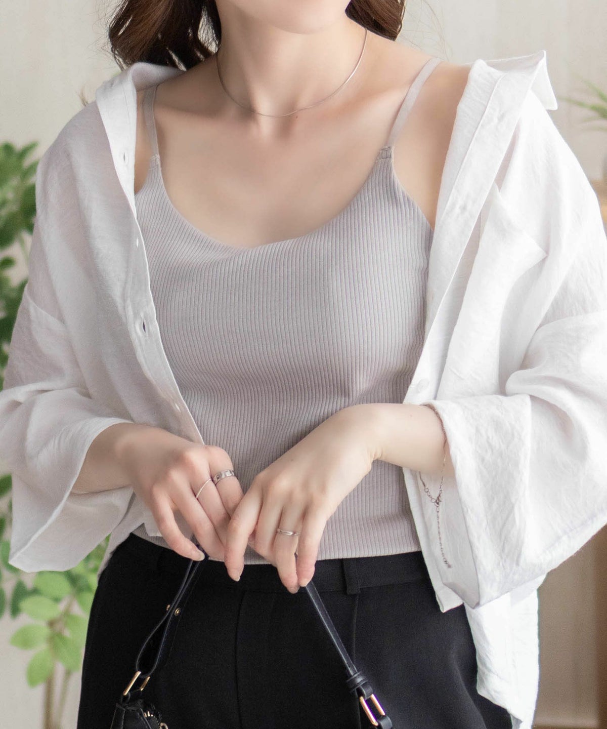 nAvy ハピ楽 カップ付きリブキャミソール レディース