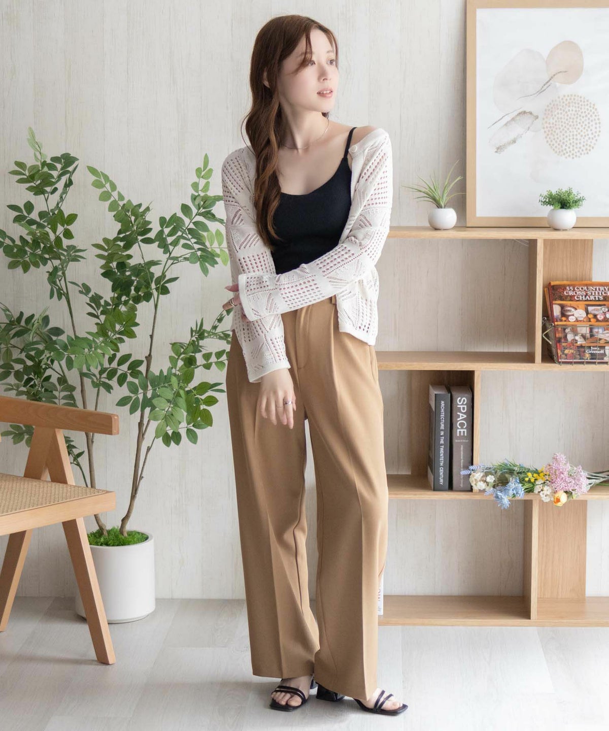 nAvy ハピ楽 カップ付きリブキャミソール レディース