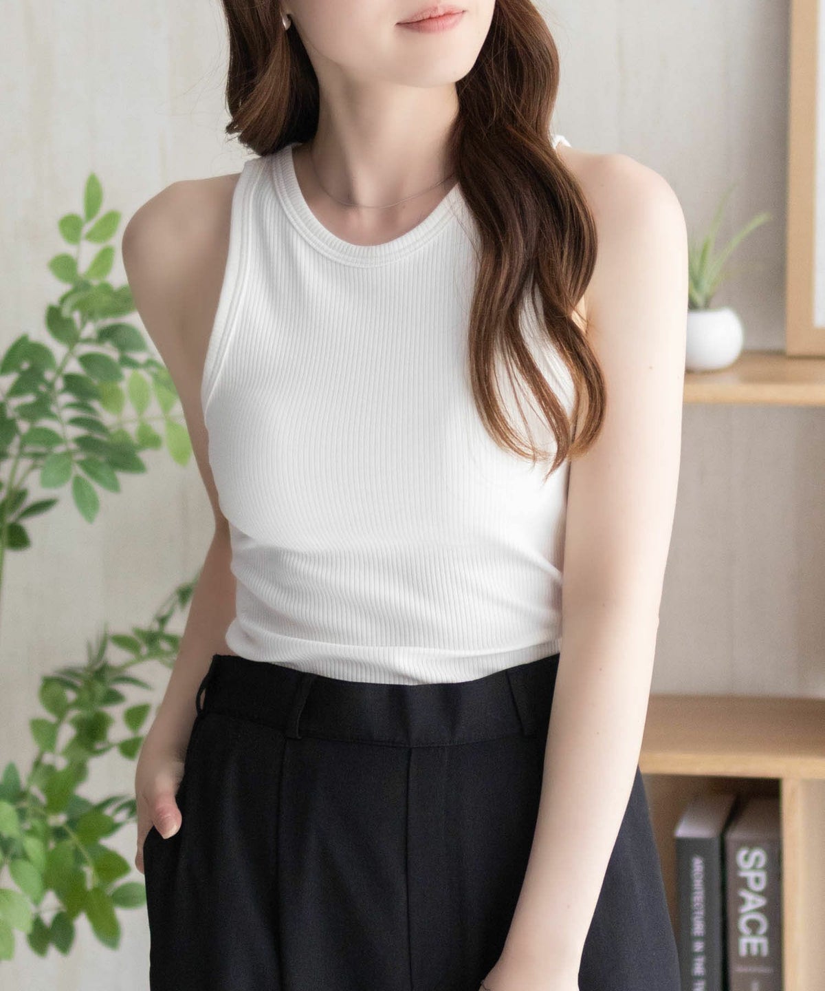 nAvy ハピ楽 カップ付きリブアメスリタンクトップ レディース