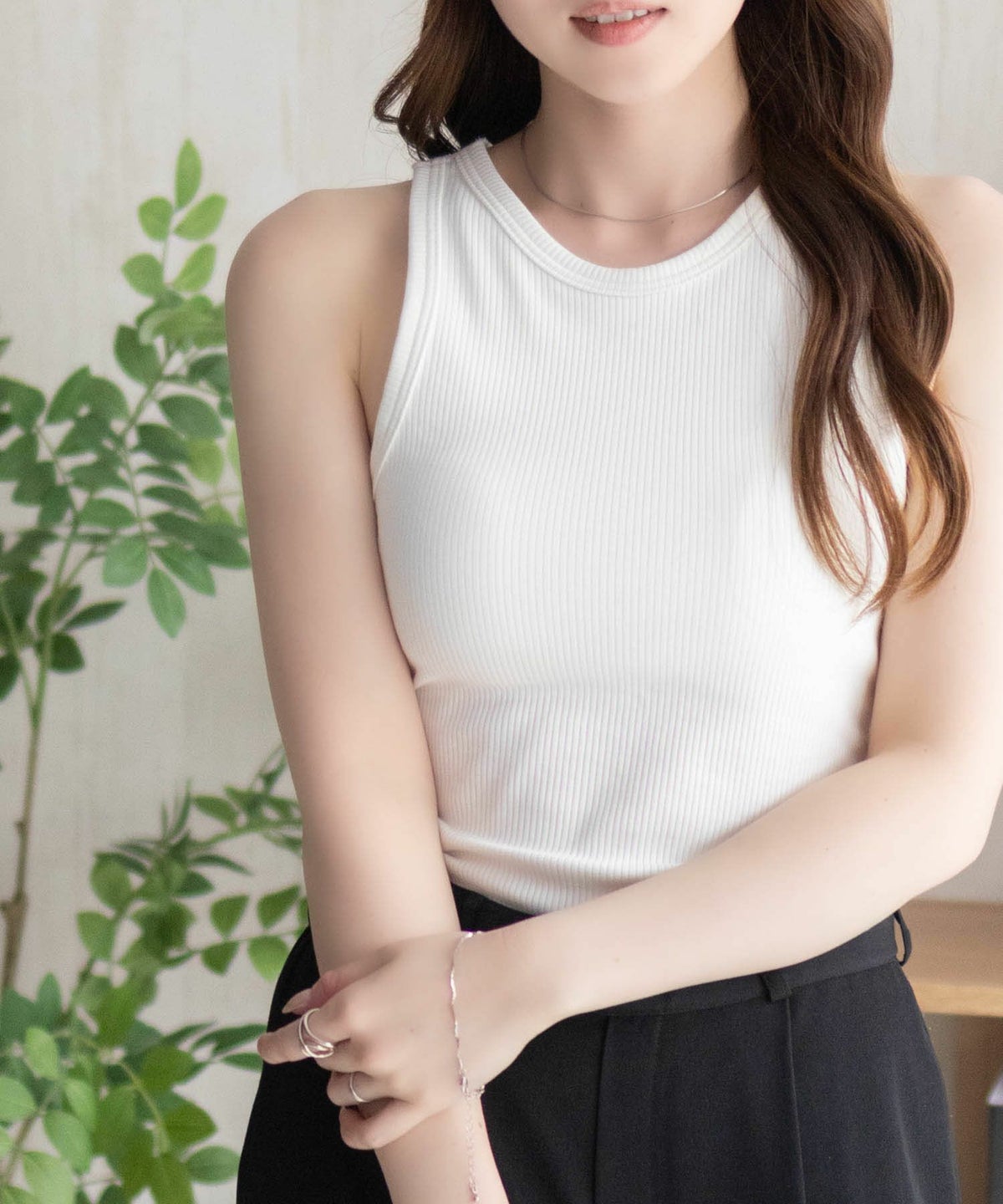 nAvy ハピ楽 カップ付きリブアメスリタンクトップ レディース