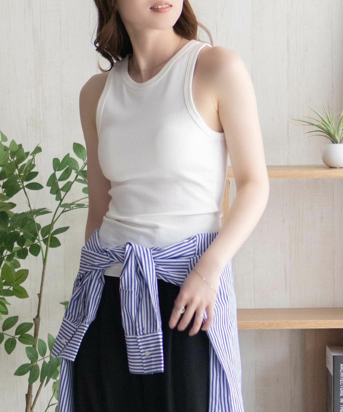 nAvy ハピ楽 カップ付きリブアメスリタンクトップ レディース