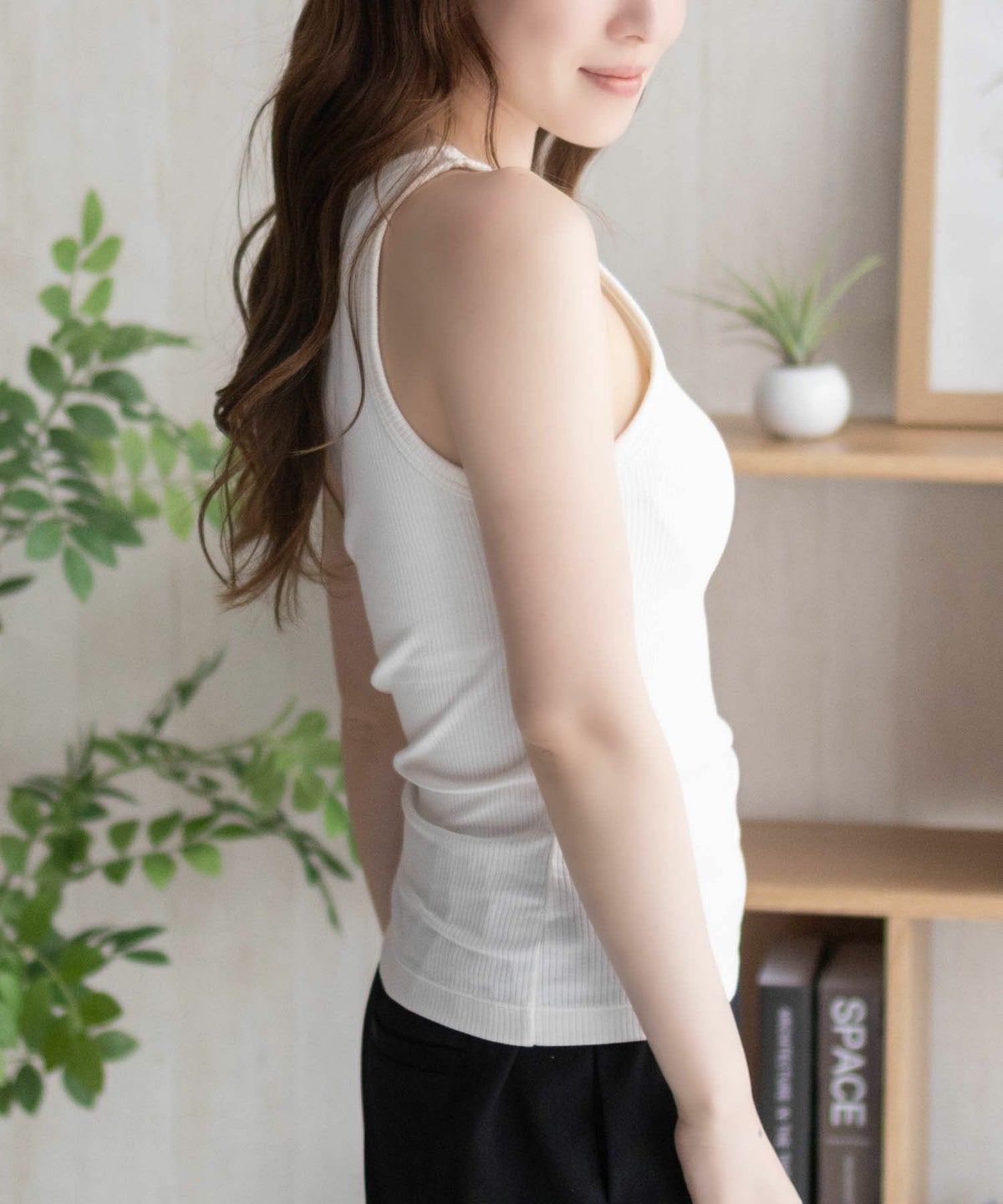 nAvy ハピ楽 カップ付きリブアメスリタンクトップ レディース