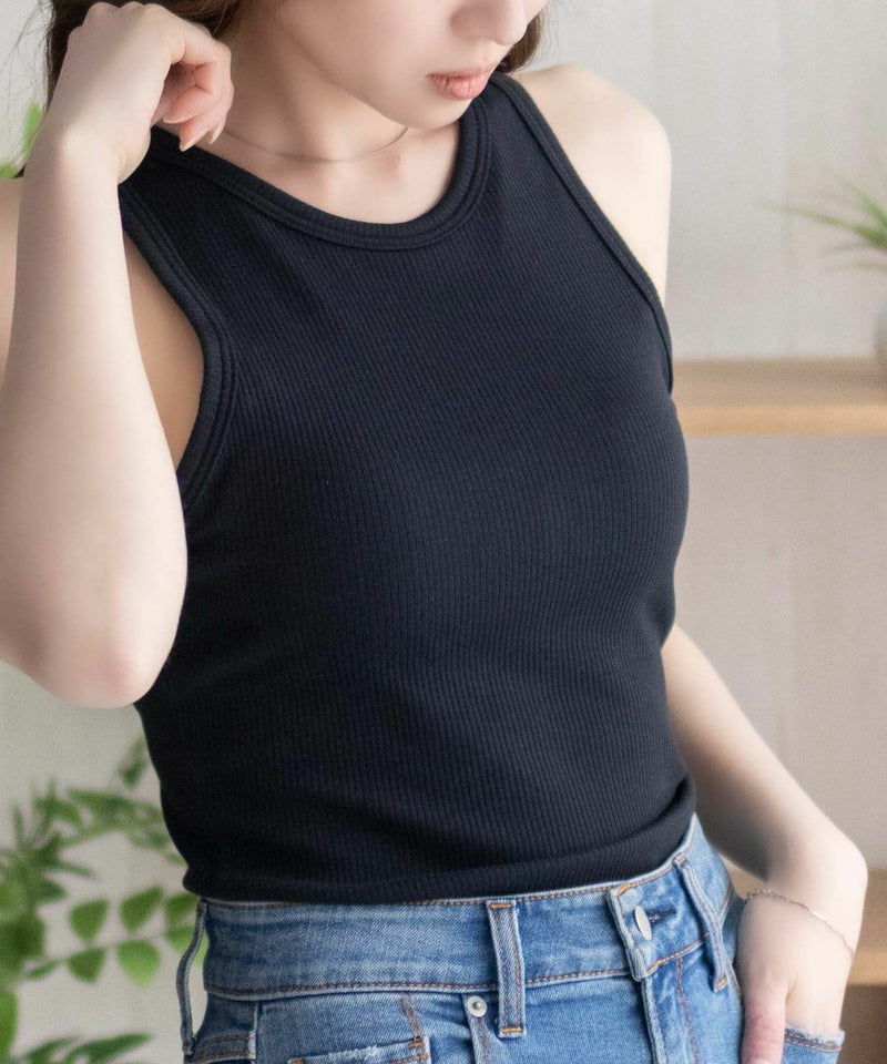 nAvy ハピ楽 カップ付きリブアメスリタンクトップ レディース商品画像-12